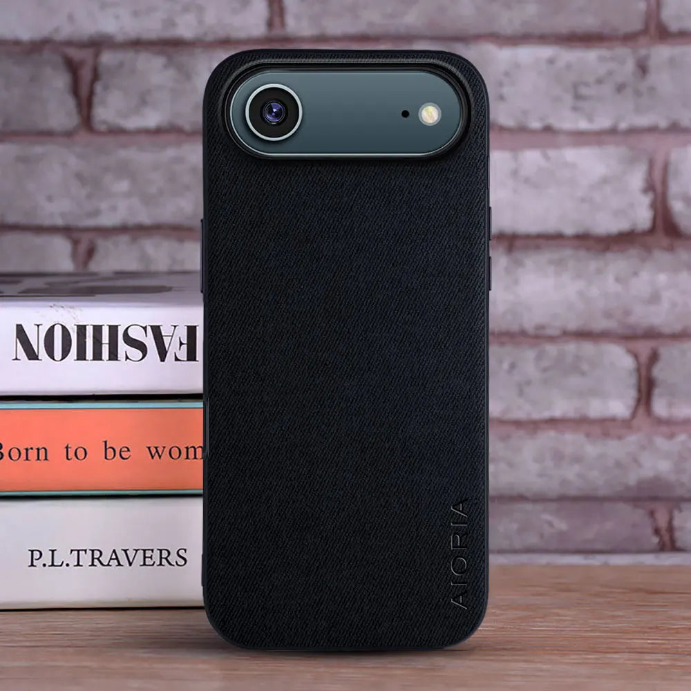 Luxury Textile PU Leather Case for iPhone 17 Series – Slim Shockproof Cover