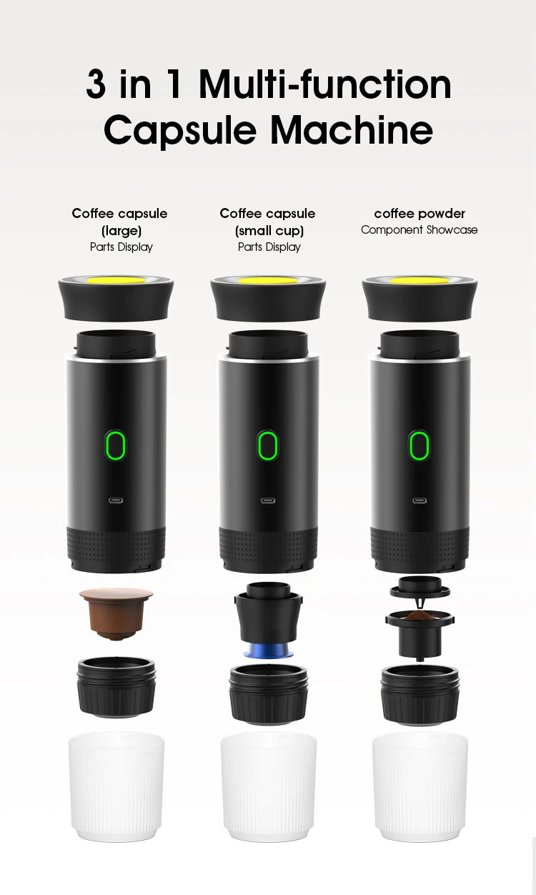 Wireless Portable Espresso Maker – 3-in-1 Coffee Machine for Travel & Camping
