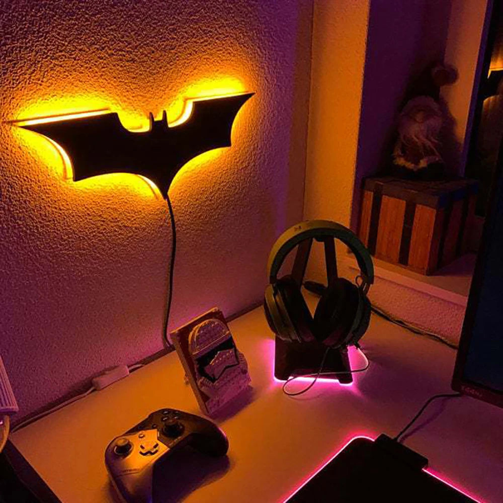 3D Bat Wall Lamp – RGB LED, Remote Control