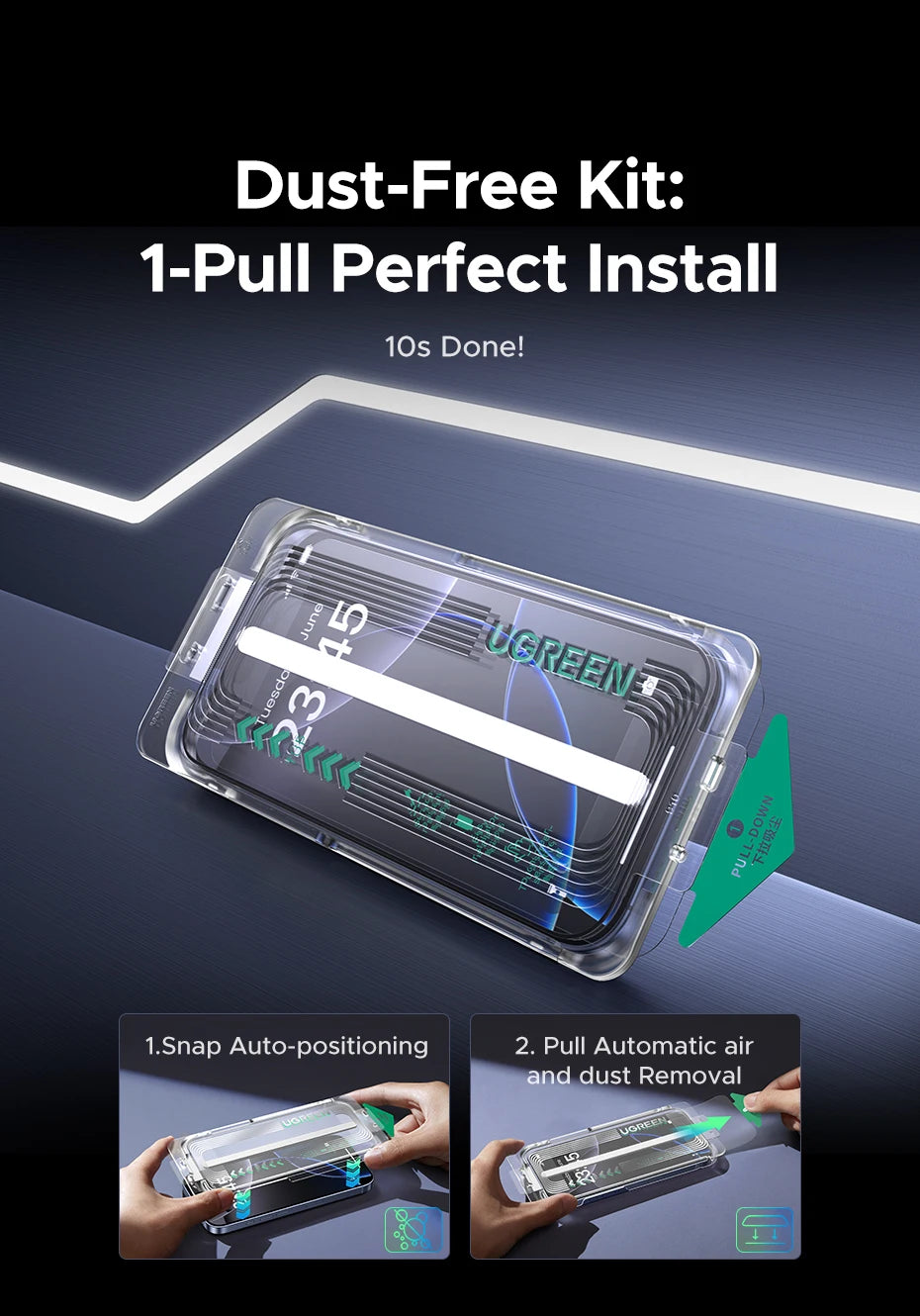 iPhone 17 Pro Max Tempered Glass – UGREEN 2PCS Dust-Free Screen Film